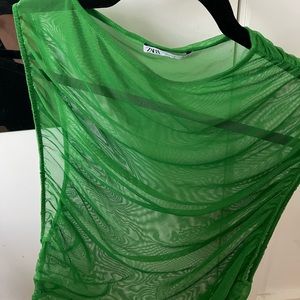 Zara Green Draped Tulle Top